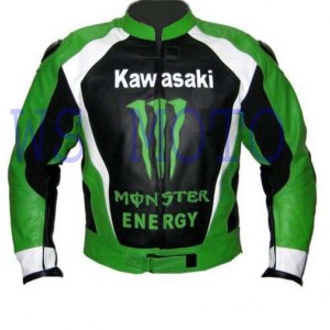 KAWASAKI-MONSTER ENERGY MOTORBIKE MOTOGP MOTORCYCLE RACING LEATHER JACKET